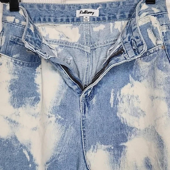 Red Berry Acid Wash High Waist  Cloud Denim Jeans - Picture 4 of 13